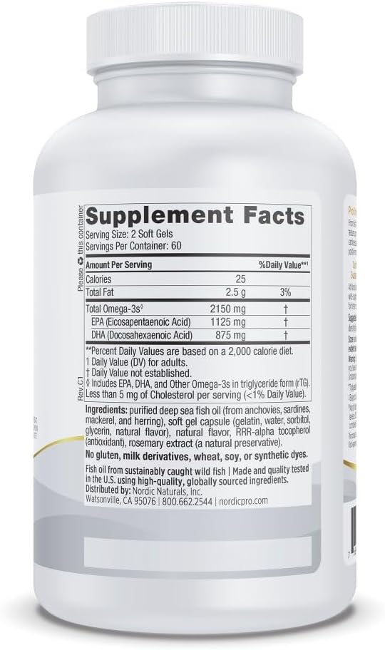 Nordic Naturals ProOmega 2000, Lemon Flavor - 120 Soft Gels - 2150 mg Omega-3