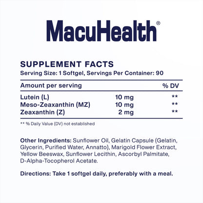 Macuhealth Triple Carotenoid Formula - Eye Vitamins for Adults - 90 Softgels