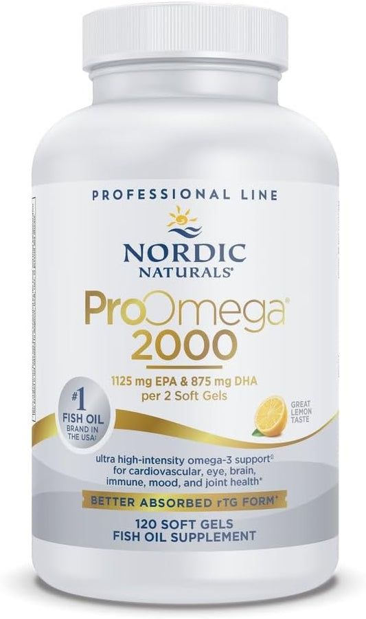 Nordic Naturals ProOmega 2000, Lemon Flavor - 120 Soft Gels - 2150 mg Omega-3