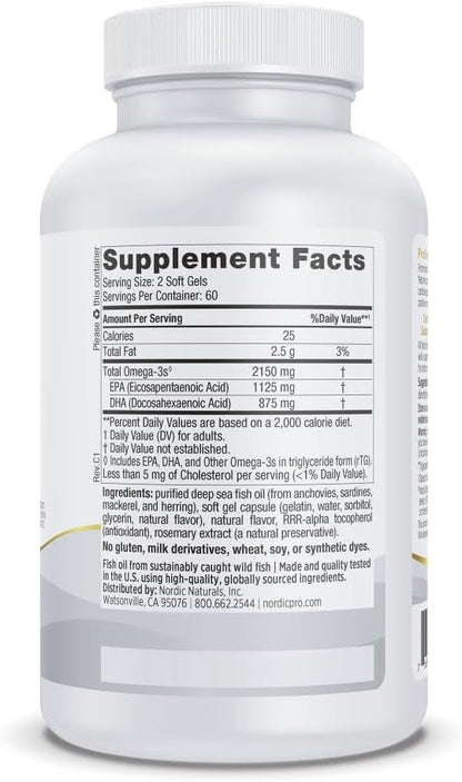Nordic Naturals ProOmega 2000, Lemon Flavor - 120 Soft Gels - 2150 mg Omega-3
